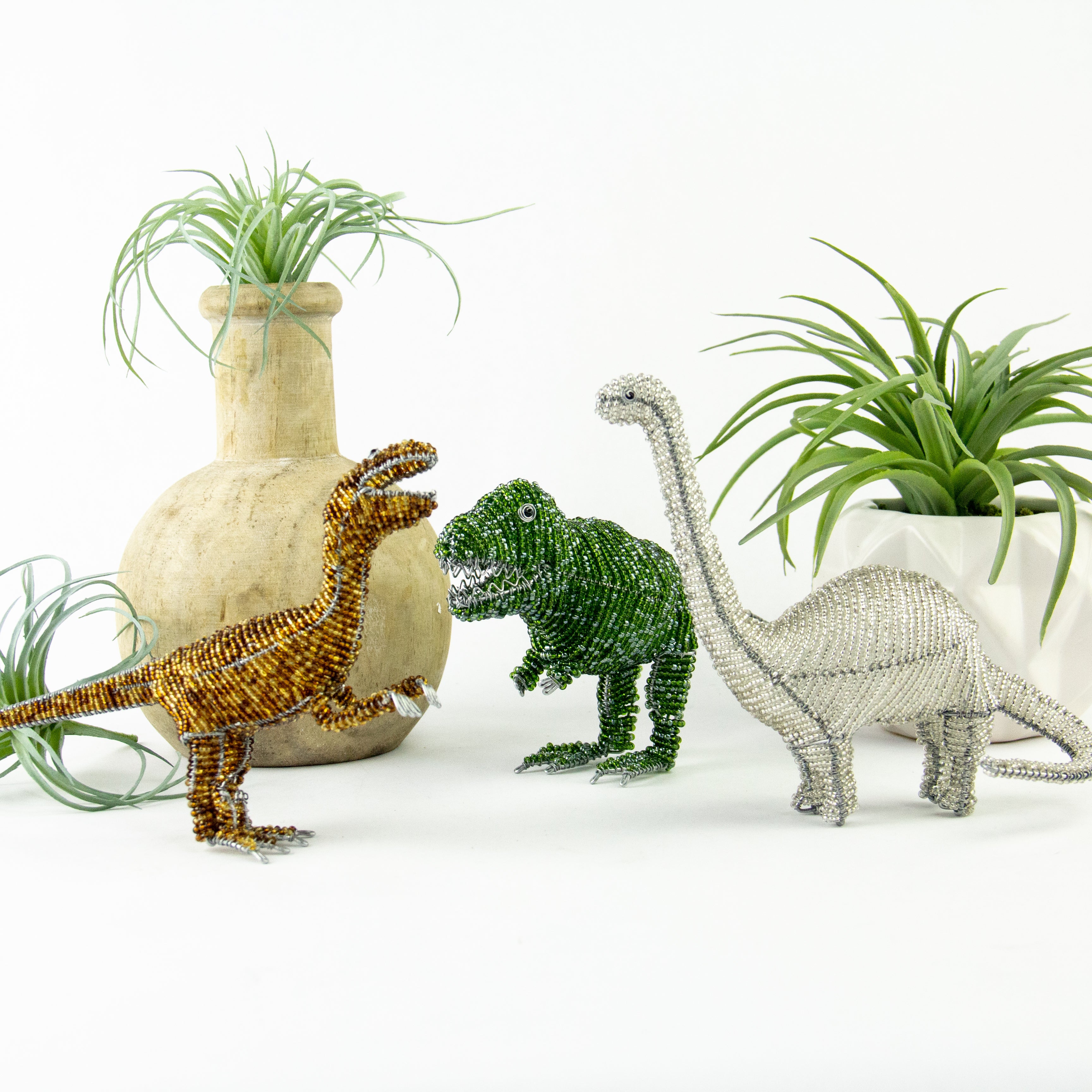 dinosaur air plant holder Beaded Dinosaurs– FMSC MarketPlace