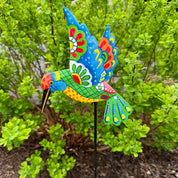 Colorful Hummingbird Garden Stake
