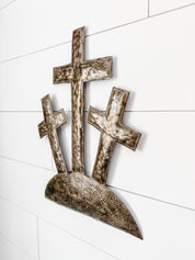 Three Crosses on a Hill Oil Drum Art