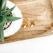 Pearl and Amber Drop Earrings