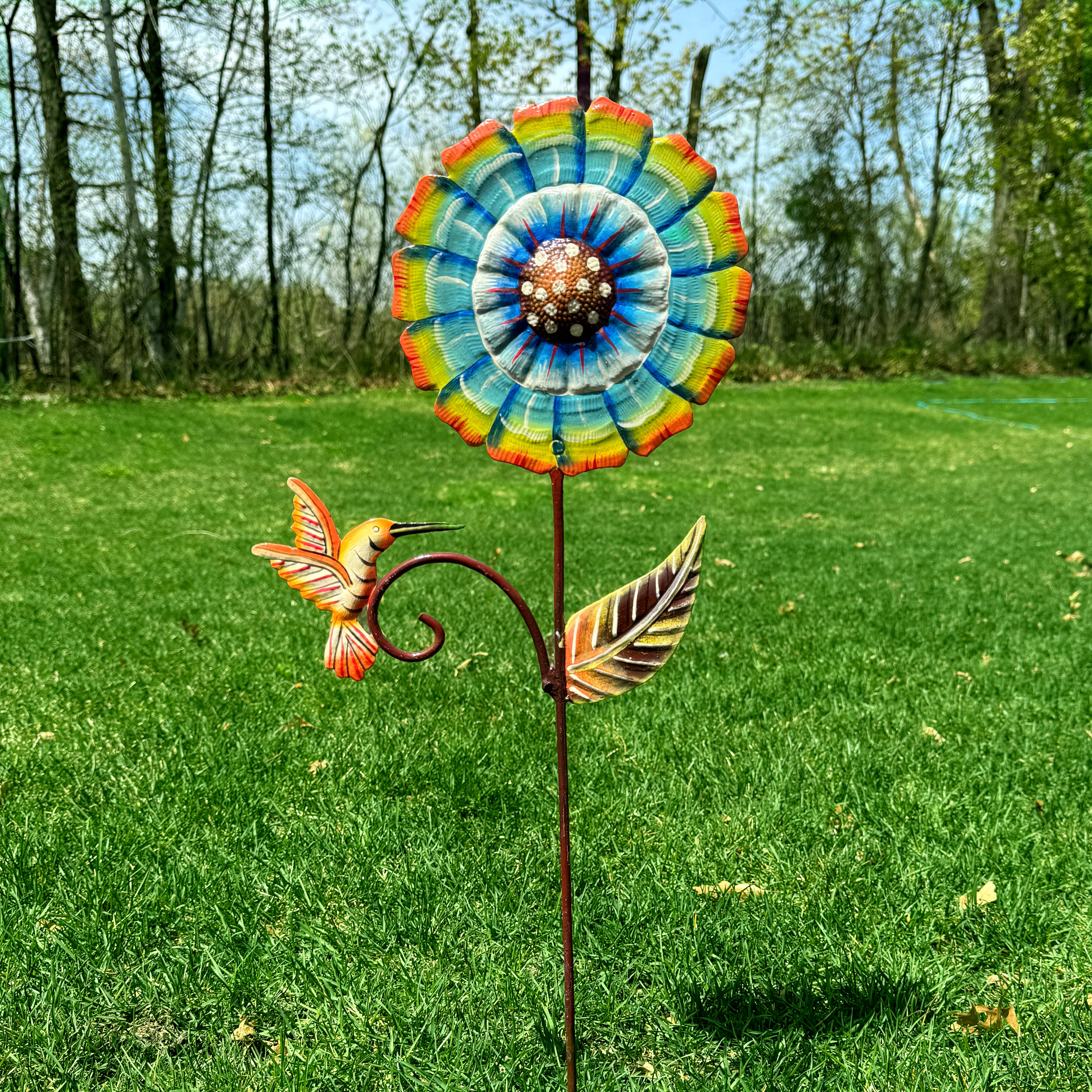 Flower with Hummingbird Garden Stake - FMSCMarketplace.org