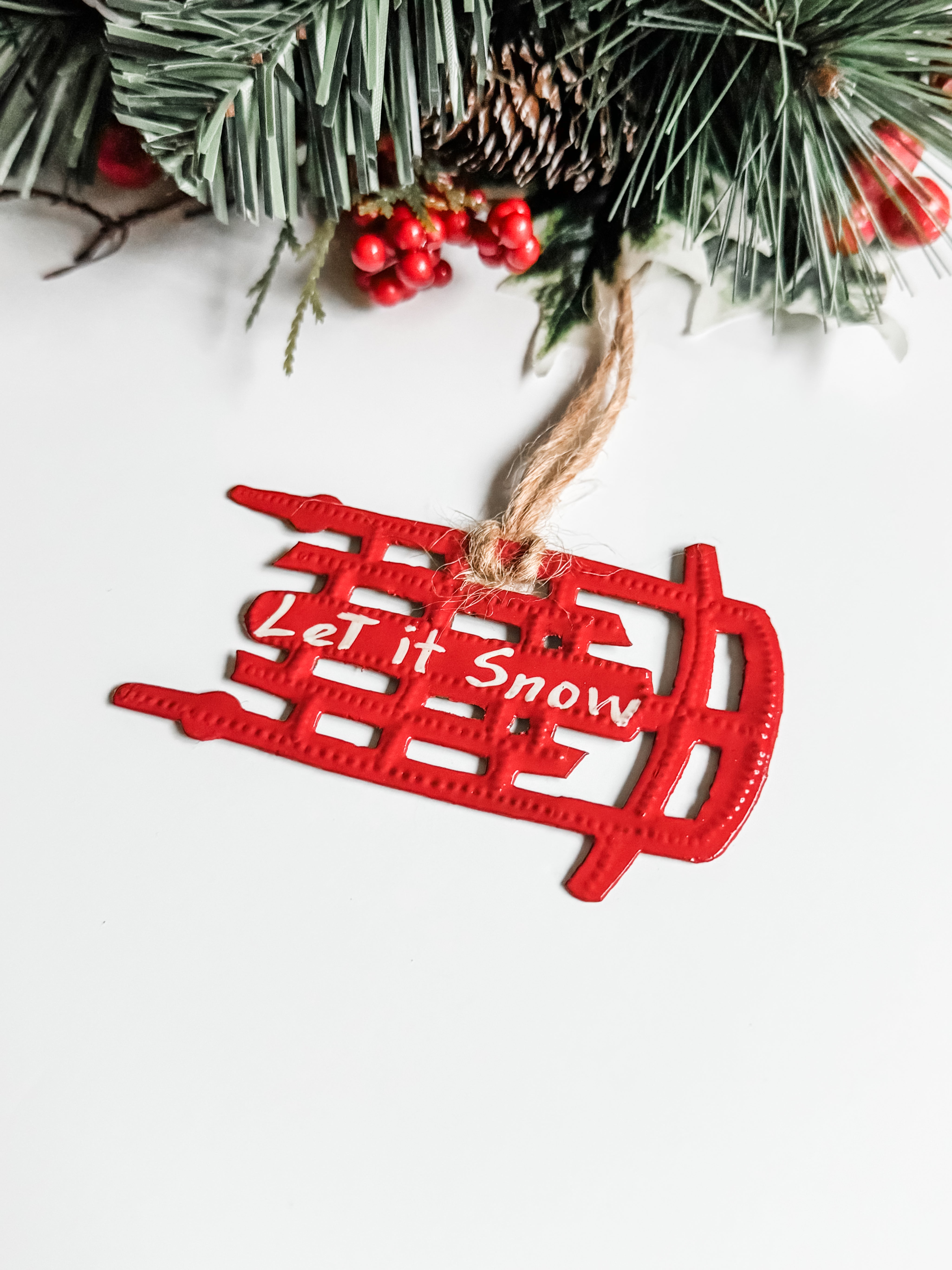 Let It Snow Sled Oil Drum Ornament - FMSCMarketplace.org