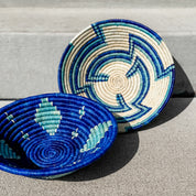 Grass-Woven Basket, Blue Zig Zag