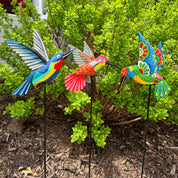 Colorful Hummingbird Garden Stake