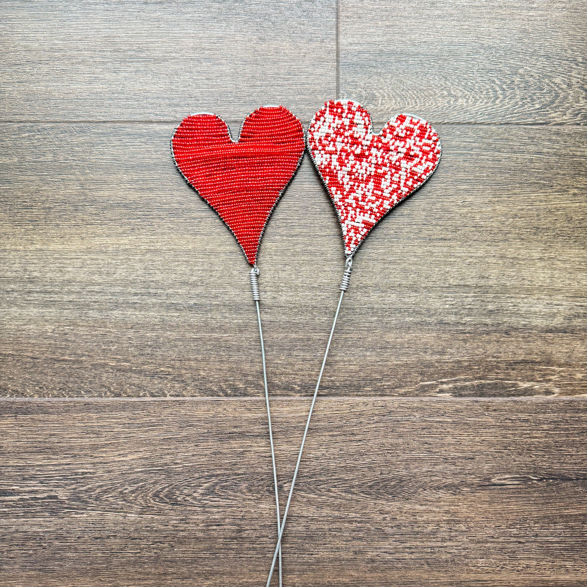 Beaded Heart Plant Stake