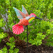Colorful Hummingbird Garden Stake