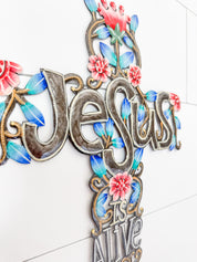Jesus is Alive Metal Cross - Blue
