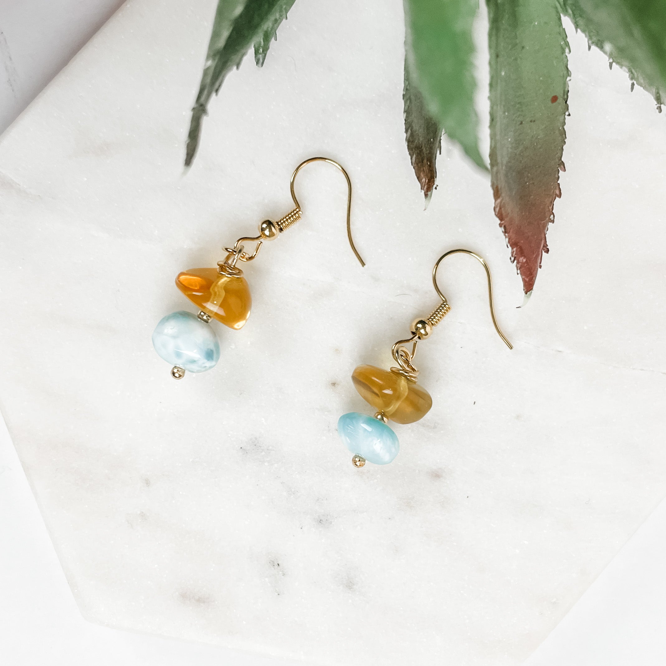 Larimar and Amber Earrings - FMSCMarketplace.org