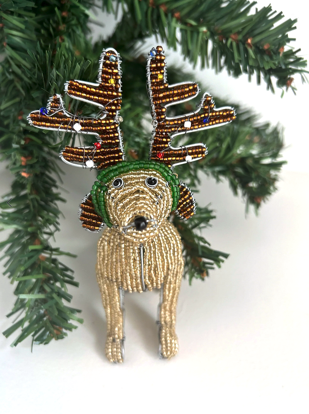 Beaded Dog with Antlers
