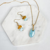 Larimar and Amber Earrings - FMSCMarketplace.org