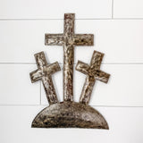 Three Crosses on a Hill Oil Drum Art