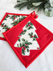 Christmas Tree Cut Out Potholders (set of 2)