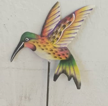 Colorful Hummingbird Garden Stake