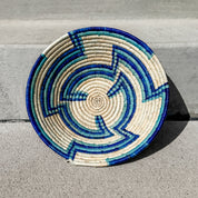 Grass-Woven Basket, Blue Zig Zag