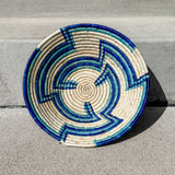 Grass-Woven Basket, Blue Zig Zag