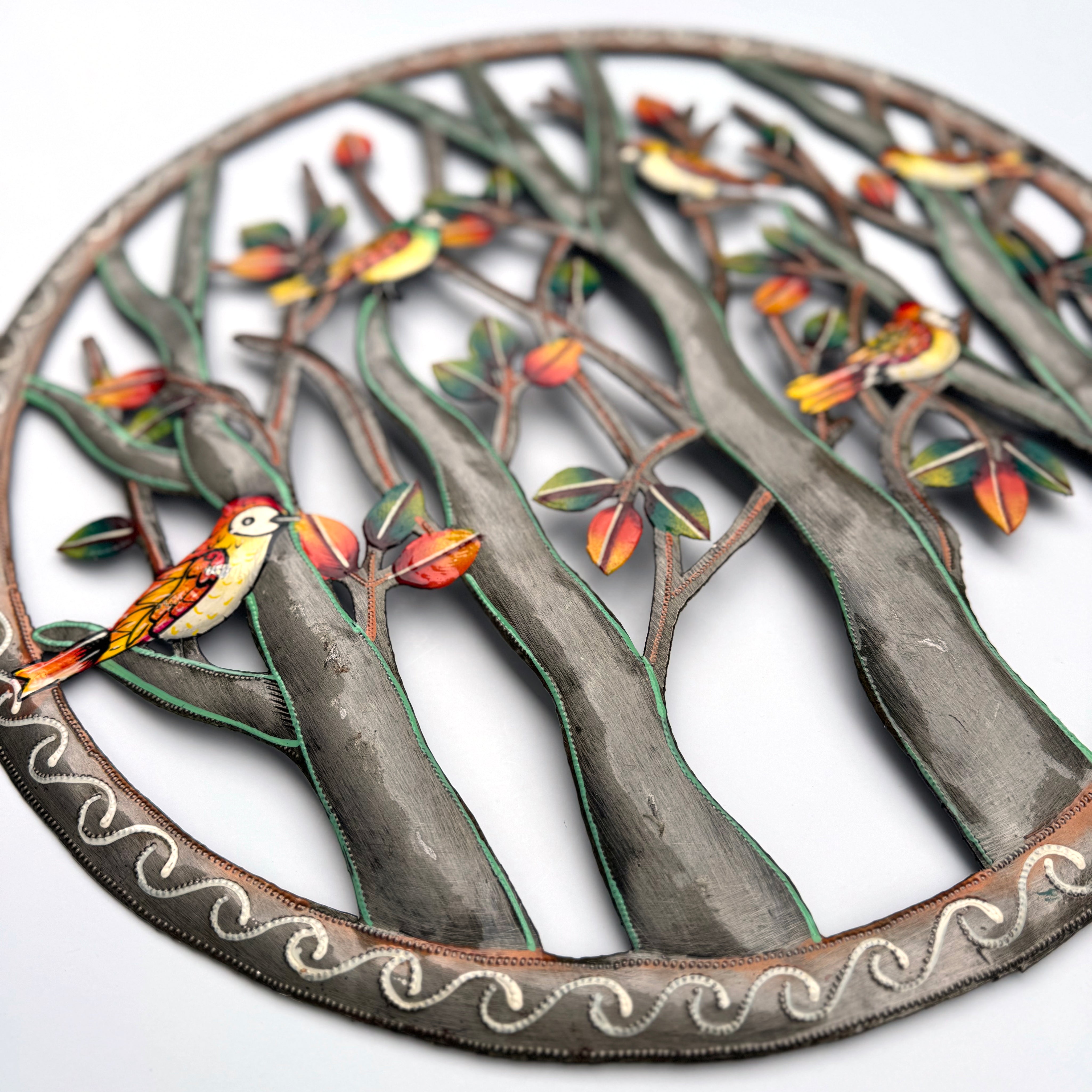 Birds on Fall Branches Oil Drum Art