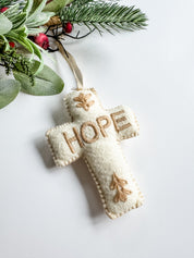 Embroidered Hope Cross Ornament