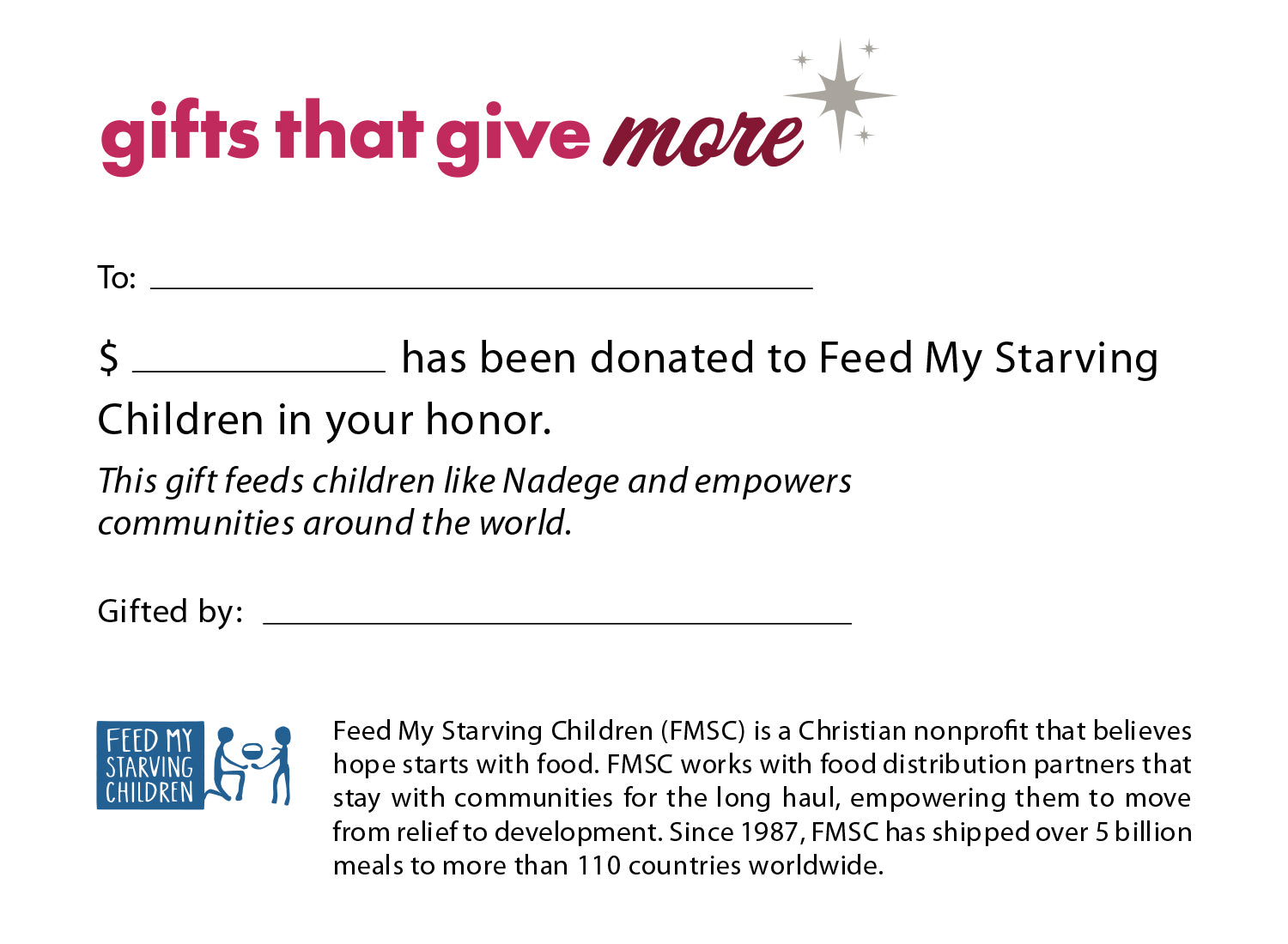 Story of Hope: Gifts That Give More - FMSCMarketplace.org