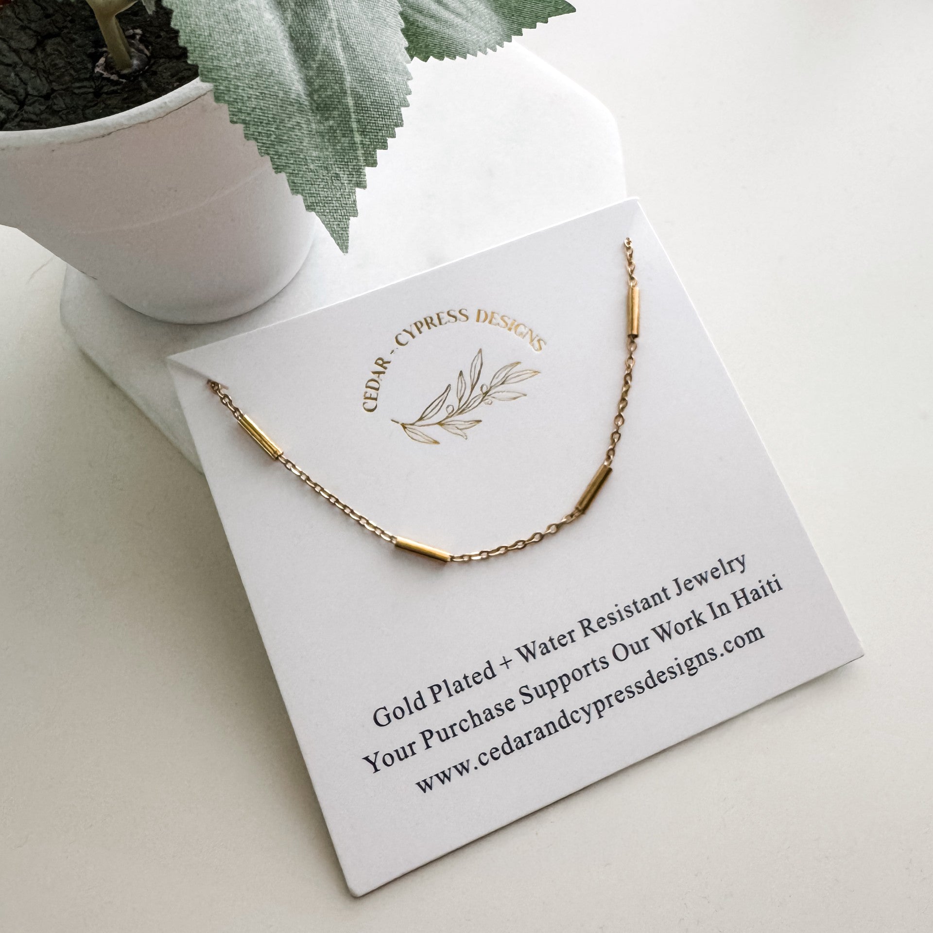 Gold Satellite Bar Necklace - FMSCMarketplace.org