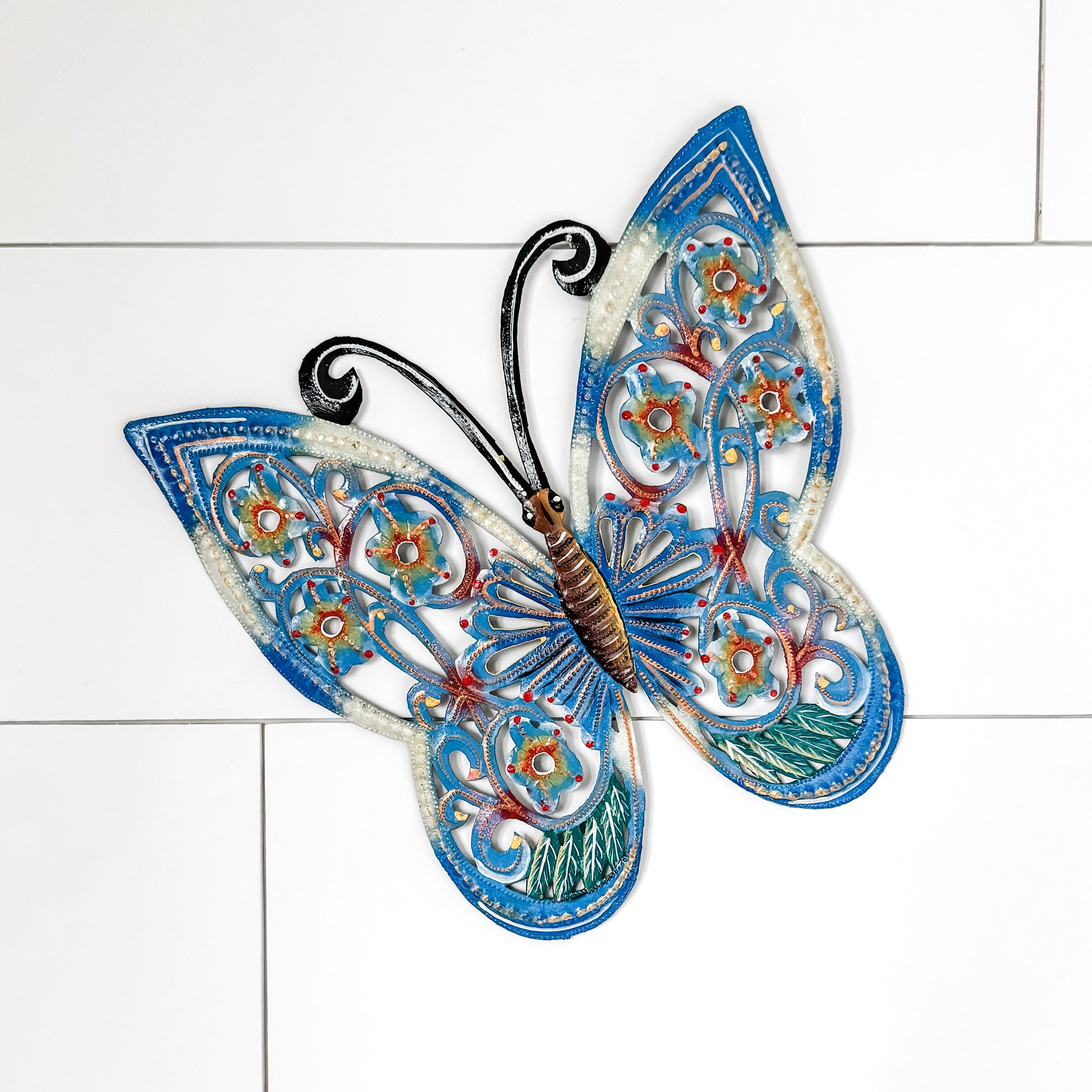 Light Blue Butterfly Metal Art