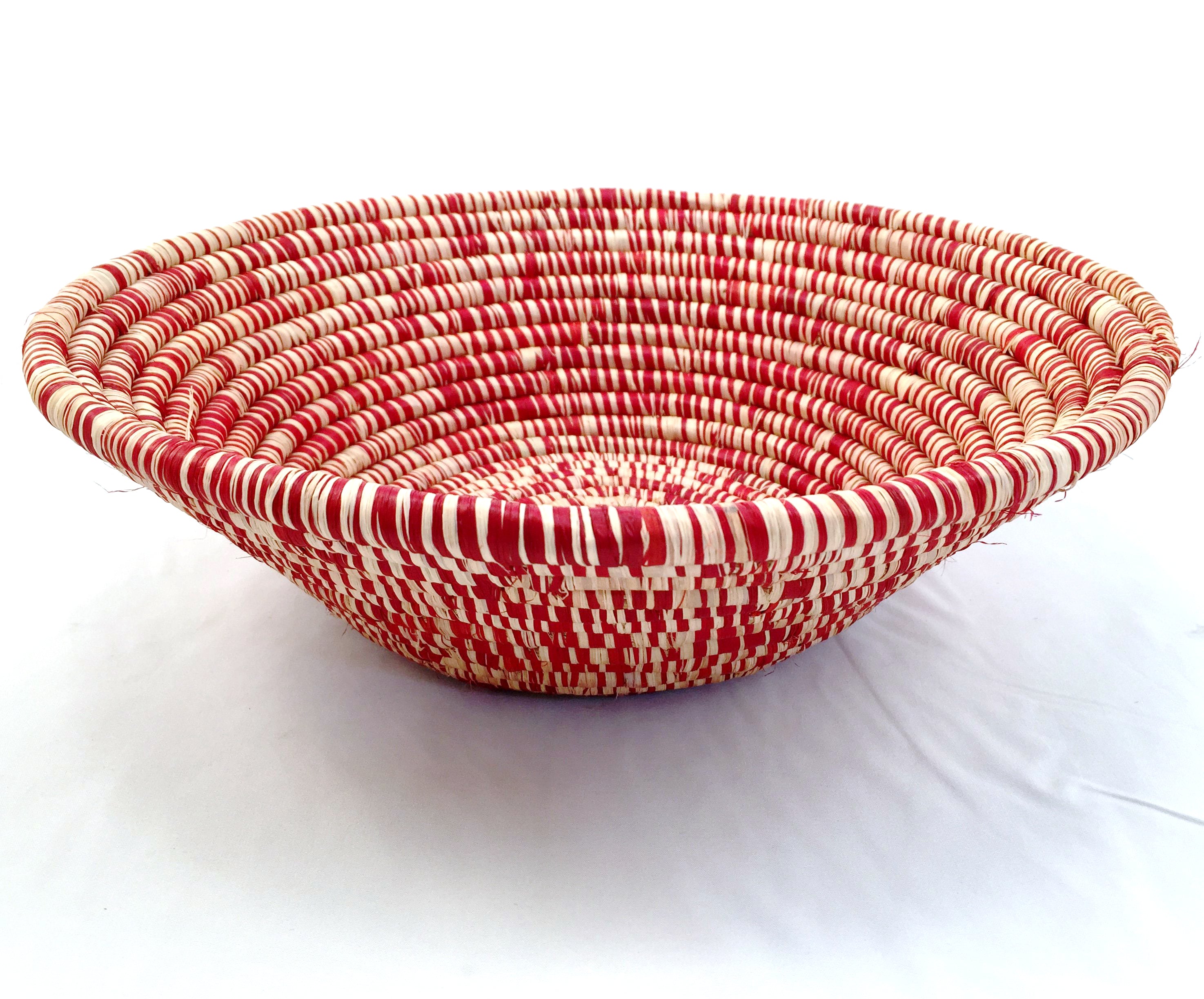 Grass-Woven Basket, Red & White