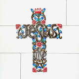 Jesus is Alive Metal Cross - Blue