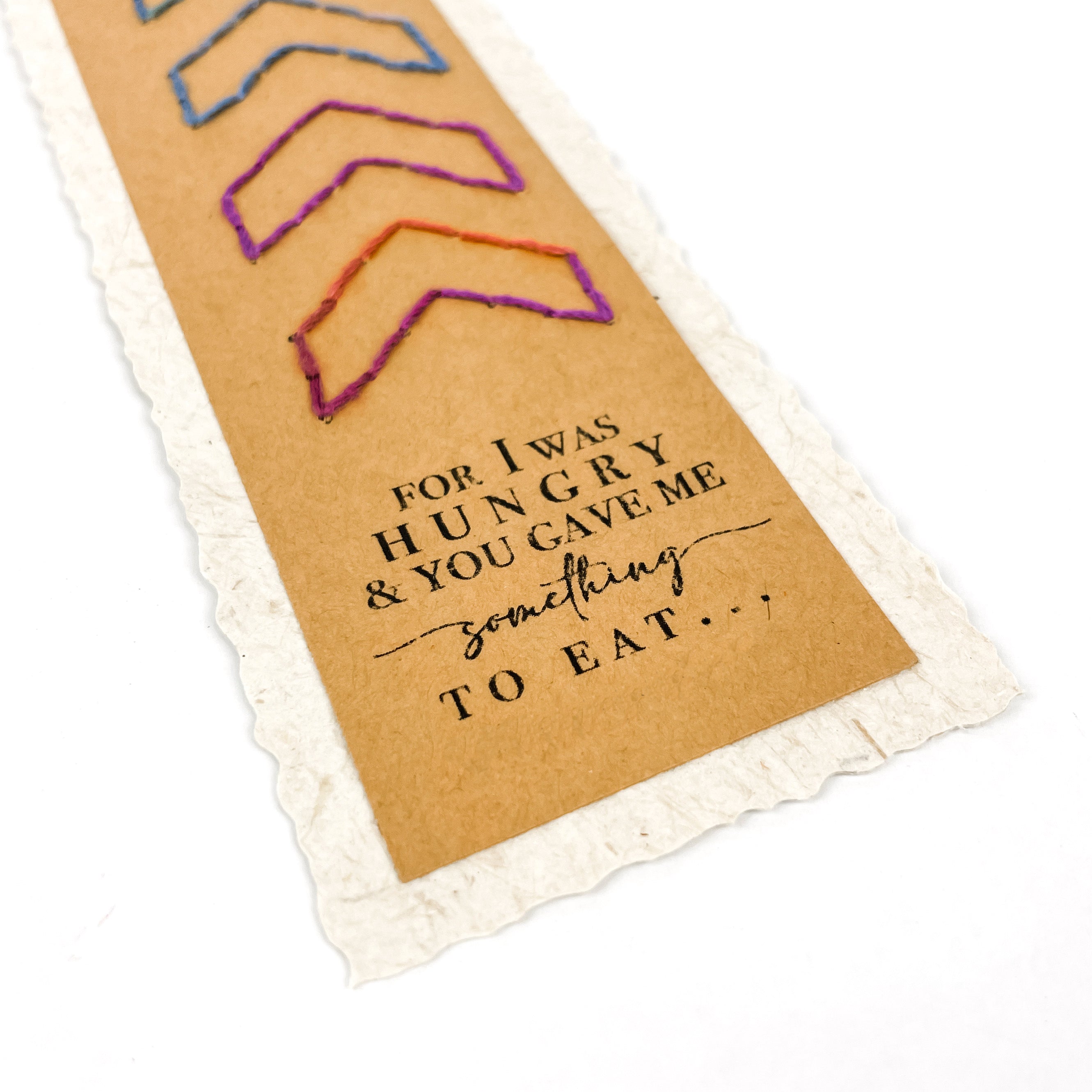 Matthew 25:35 / Handstitched Bookmark