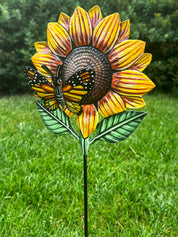 Sunflower with Butterfly Garden Stake