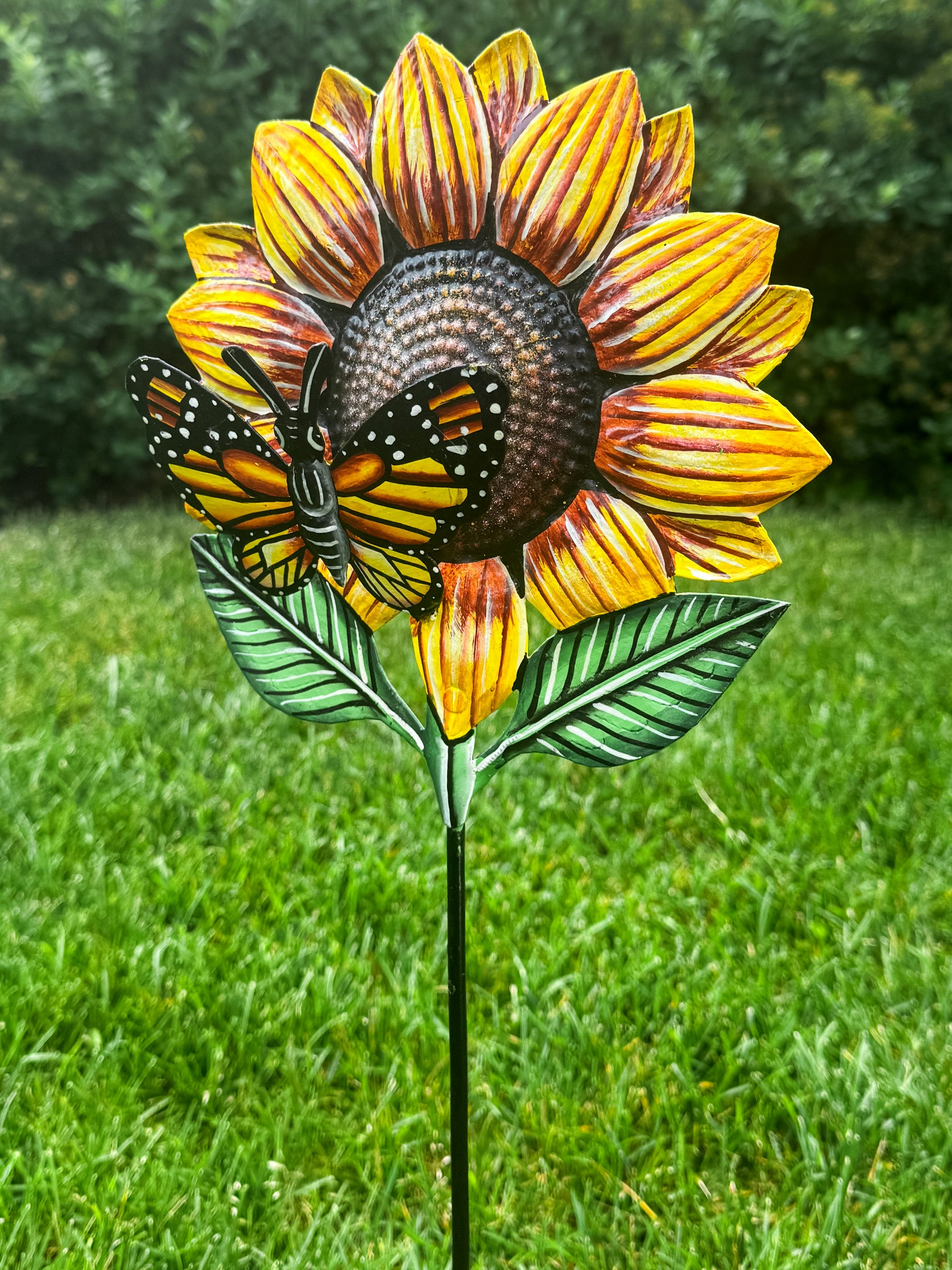 Sunflower with Butterfly Garden Stake