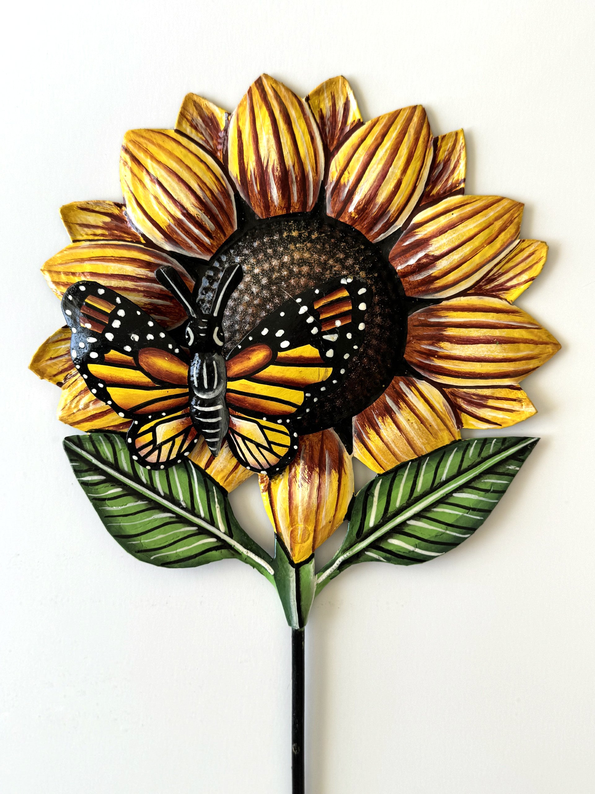 Sunflower with Butterfly Garden Stake