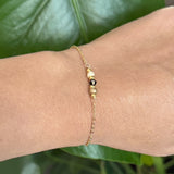 White, Gold, and Black Bead Bracelet