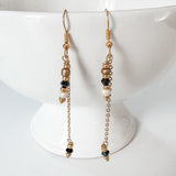 White, Gold, and Black Bead Earrings