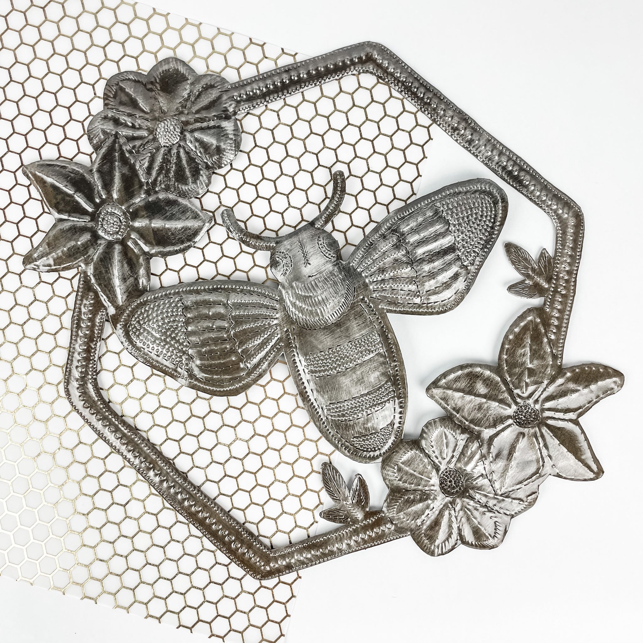 Hexagon Bee Metal Art
