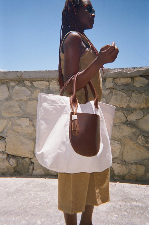 Transpo Bag with Beaded Leather Tassel