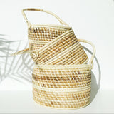 Natural Grass-Woven Handled Basket
