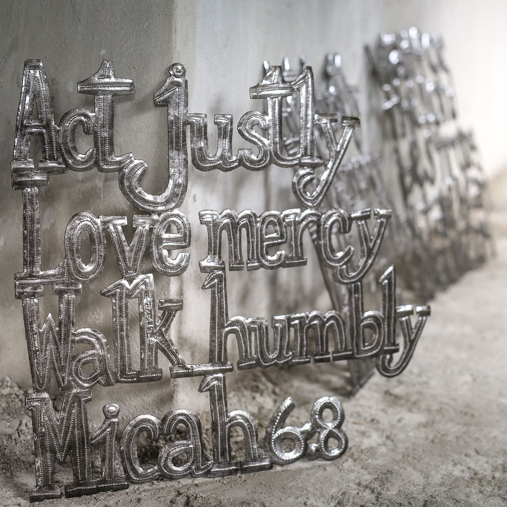 Micah 6:8 Act Justly Metal Art made by artisans in Haiti
