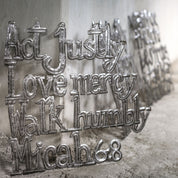 Micah 6:8 Act Justly Metal Art made by artisans in Haiti