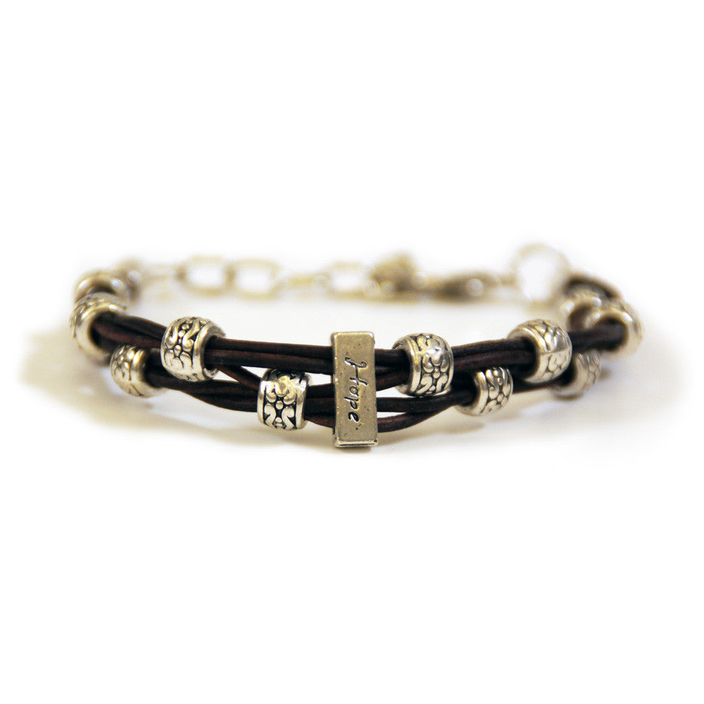 Braided leather hope bracelet