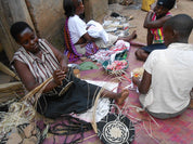 Grass-Woven Basket, Red & White - FMSCMarketplace.org