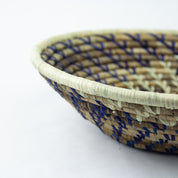 Grass-Woven Basket, Blue/Natural Spiral - FMSCMarketplace.org