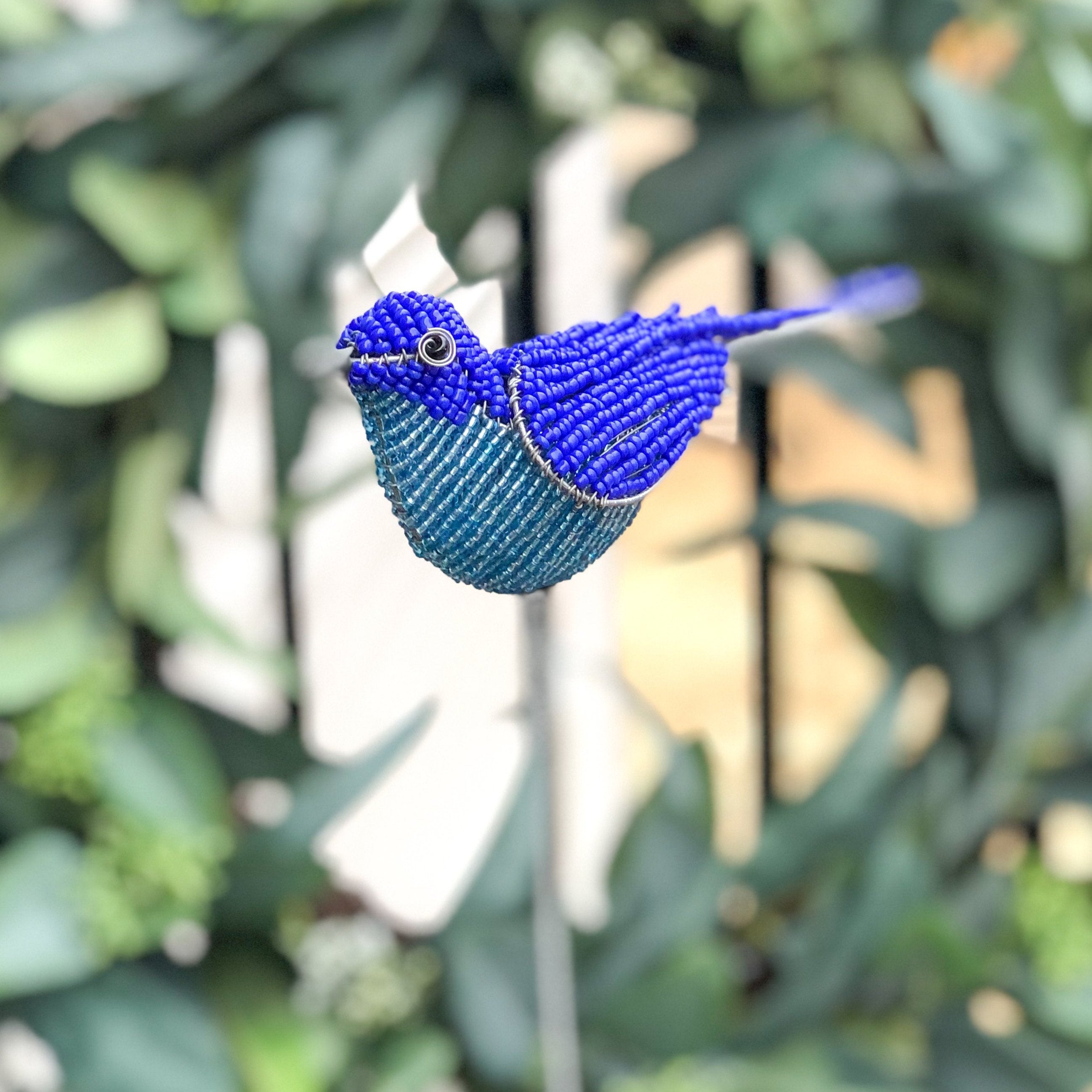 Beaded Bluebird Plant Stake - FMSCMarketplace.org