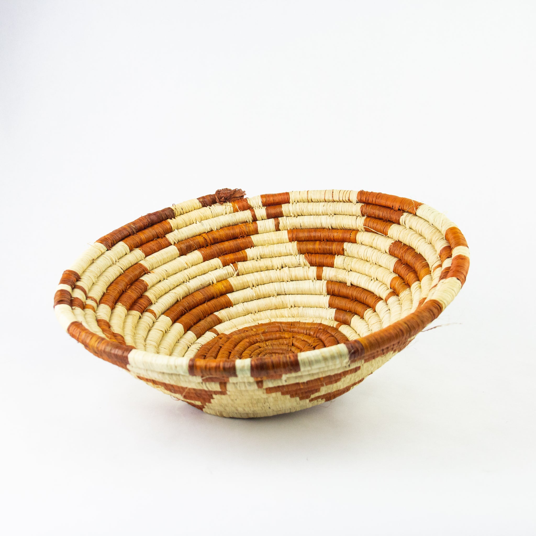 Grass-Woven Basket, Burnt Orange Triangle - FMSCMarketplace.org