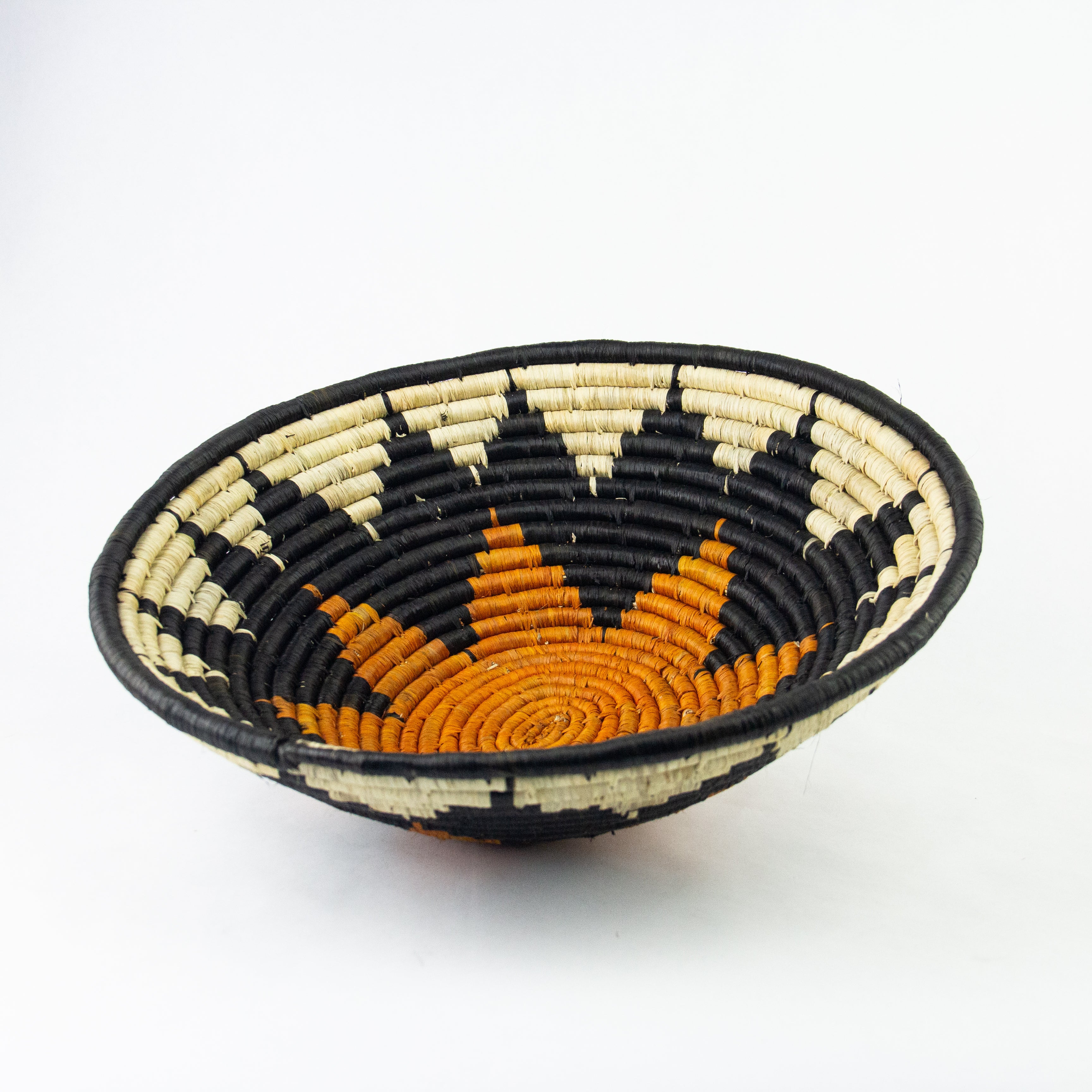 Grass-Woven Basket, Black & Camel Star - FMSCMarketplace.org