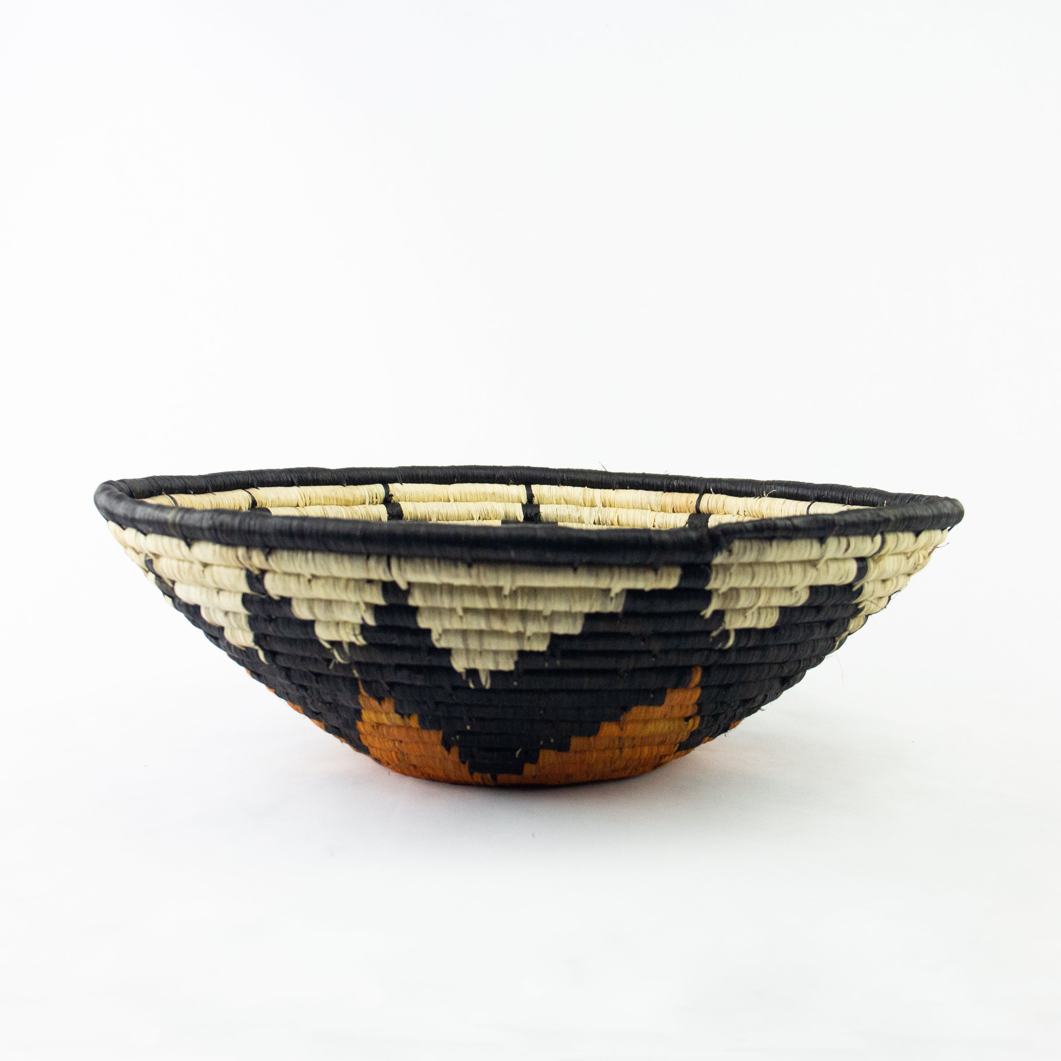 Grass-Woven Basket, Black & Camel Star - FMSCMarketplace.org