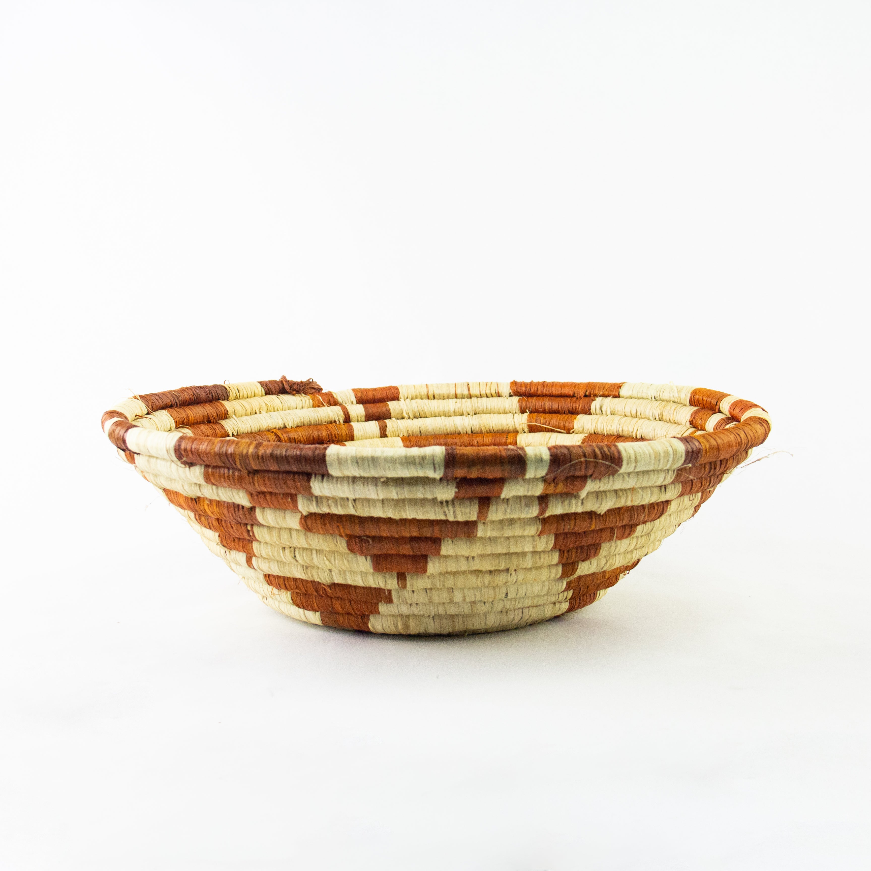 Grass-Woven Basket, Burnt Orange Triangle - FMSCMarketplace.org