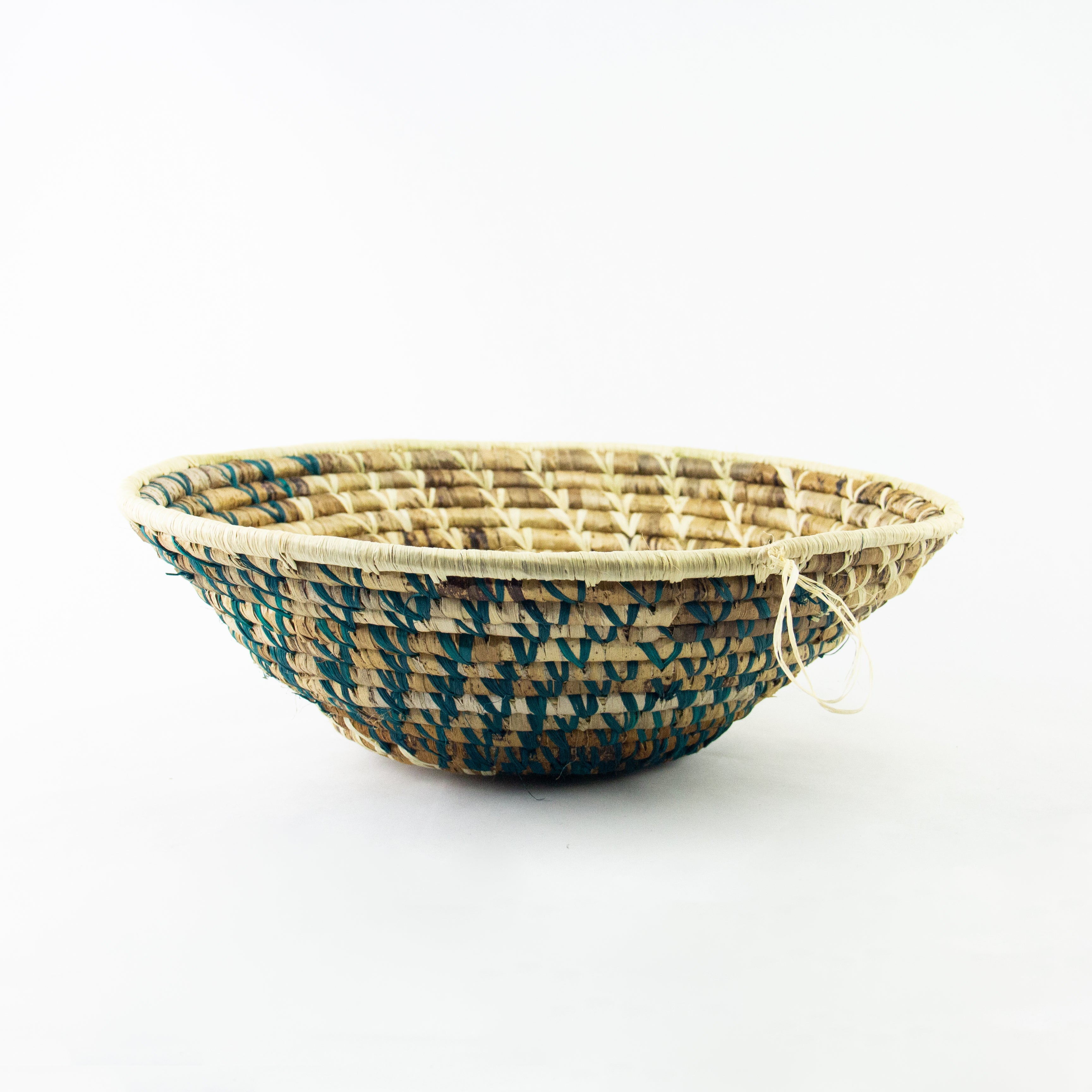 Grass-Woven Basket, Green/Natural Spiral - FMSCMarketplace.org
