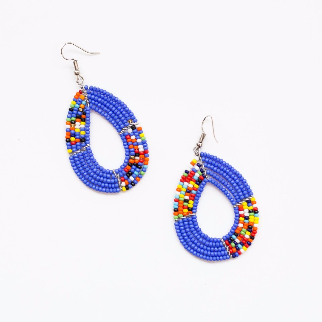 Beaded teardrop earrings made by artisans in Kenya