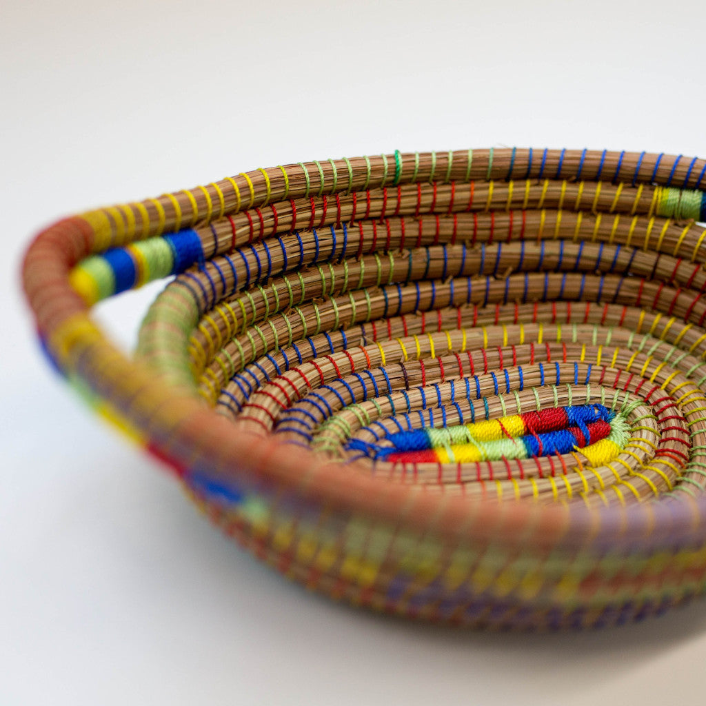Mini Pine Needle Basket, Multicolor Oval - FMSCMarketplace.org
