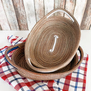 Pine Needle Basket, White Oval - FMSCMarketplace.org