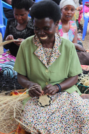 Grass-Woven Basket, Burnt Orange Triangle - FMSCMarketplace.org